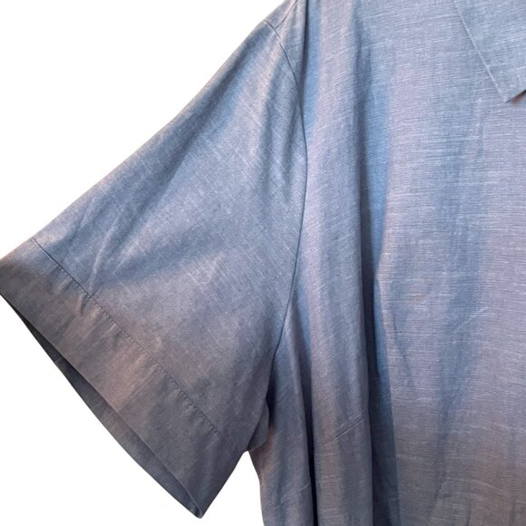 Calvin Klein Women’s Midi Belted Shirt Dress Short Sleeve Blue Chambray Sz 24W - Picture 4 of 9